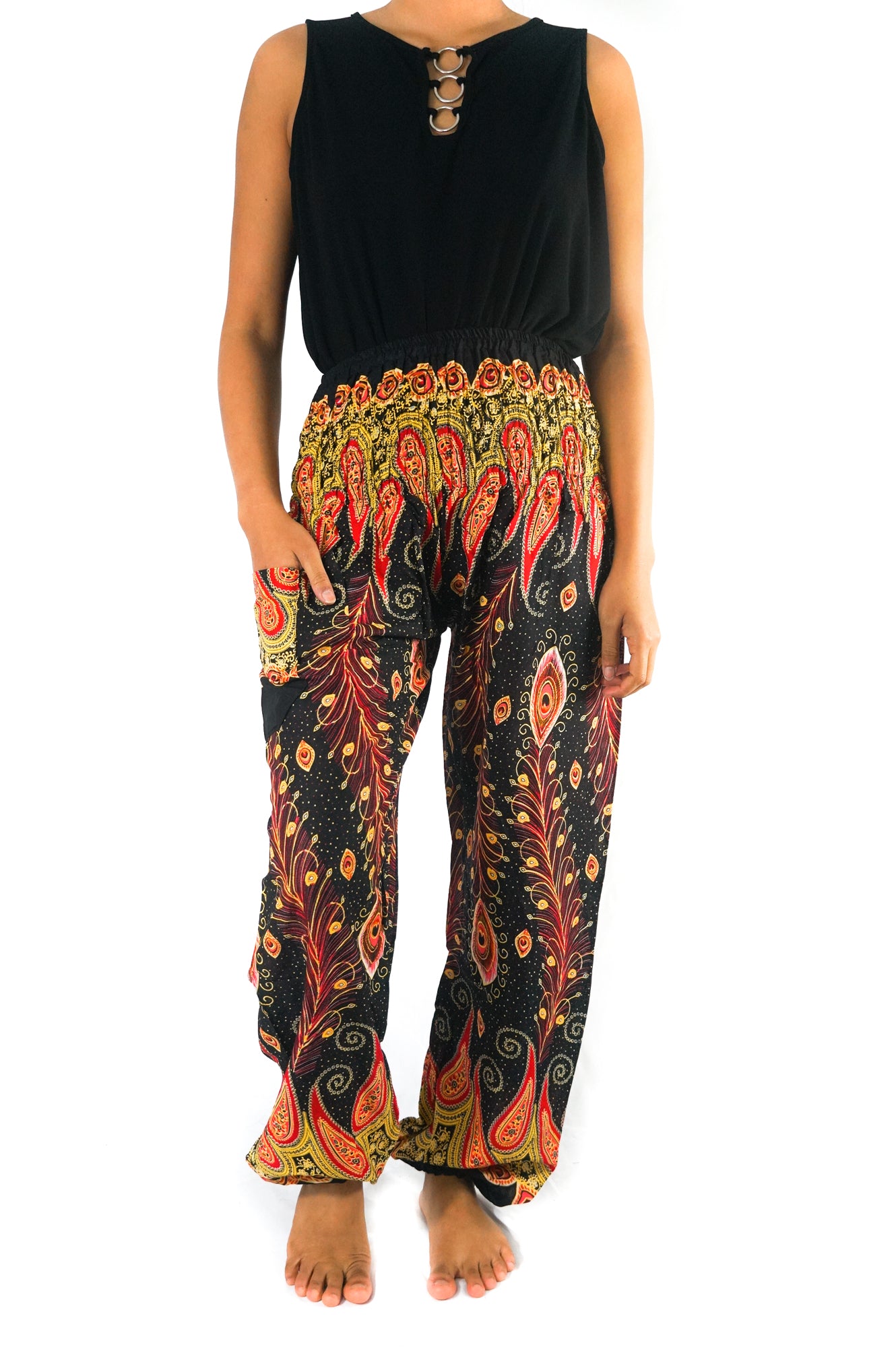 Black Peacock Women Boho & Hippie Harem Pants