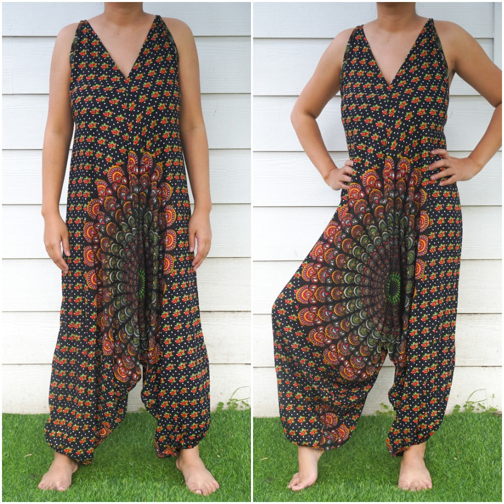 Black Chakra Boho Hippie Jumpsuits