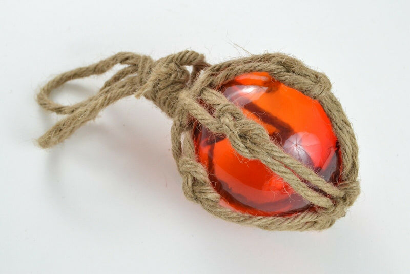 Reproduction Red Glass Float Ball With Net 3"