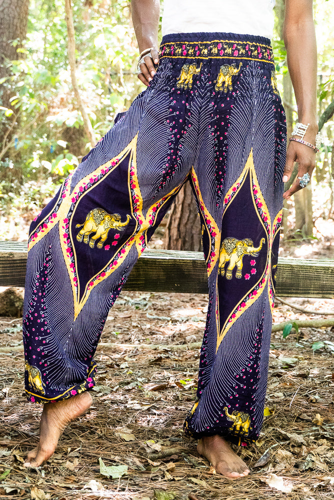 Purple PEACOCK ELEPHANT Women Boho & Hippie Harem Pants