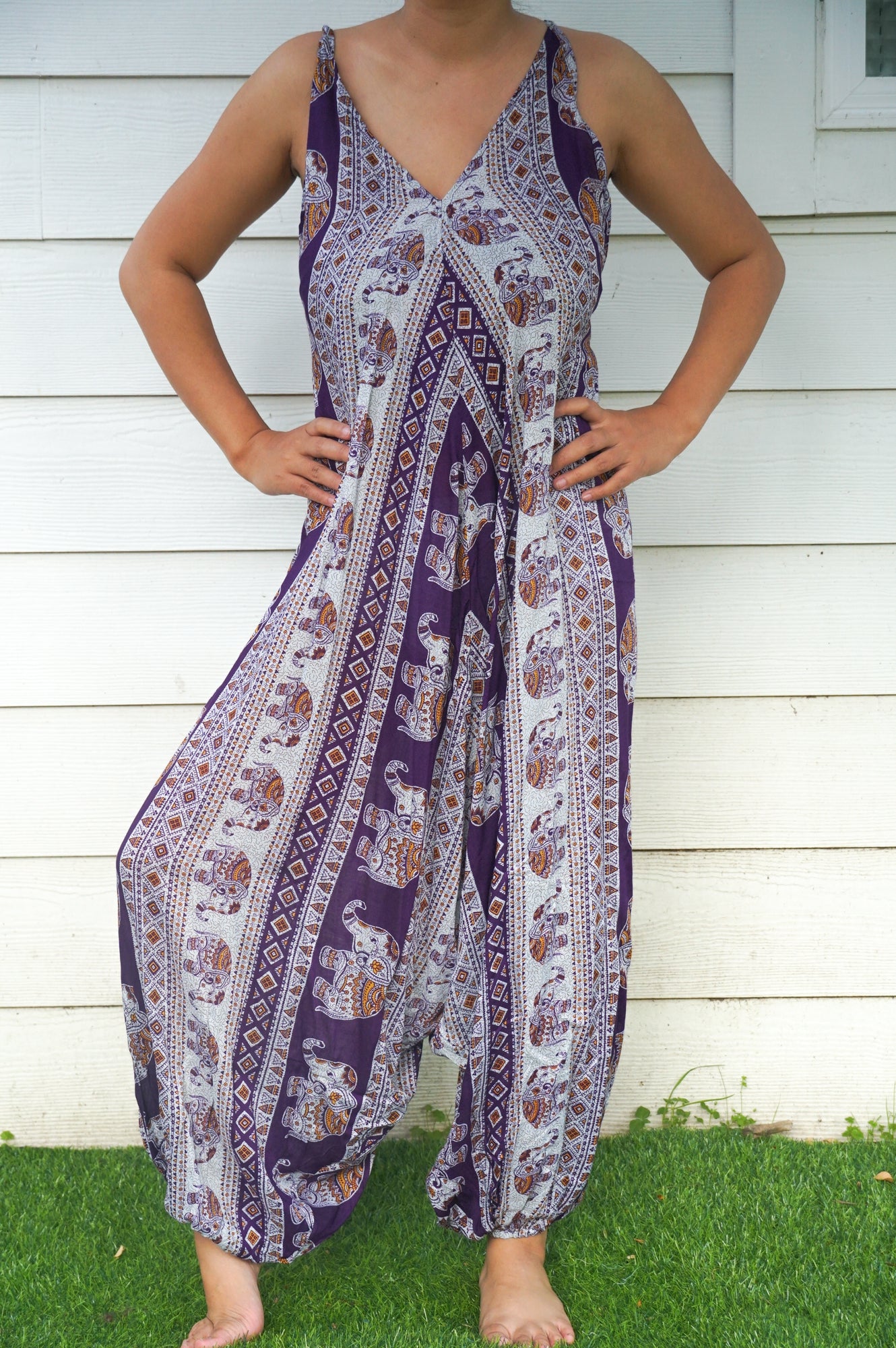 Purple Elephant Boho Hippie Jumpsuit