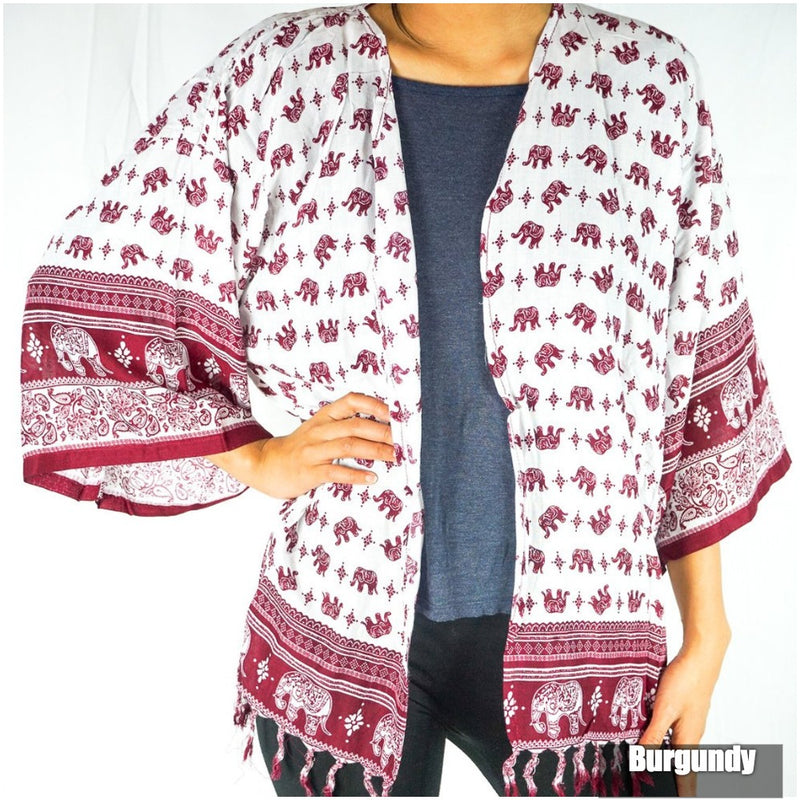 Elephant Tribal Boho Kimono Cover Up - Sweaters & Hoodies