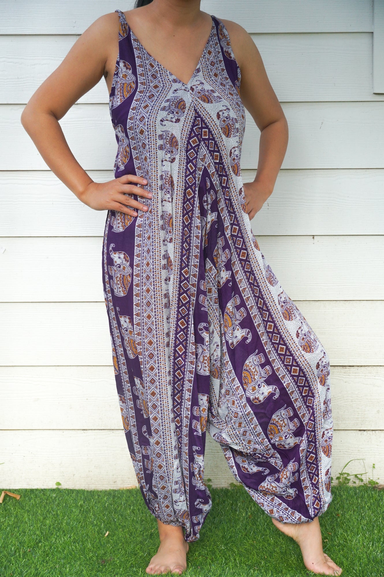 Purple Elephant Boho Hippie Jumpsuit