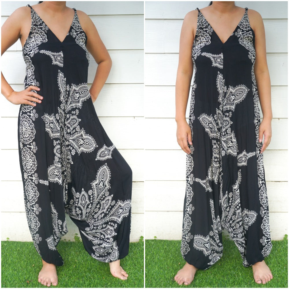 Black Butterfly Boho Hippie Jumpsuit