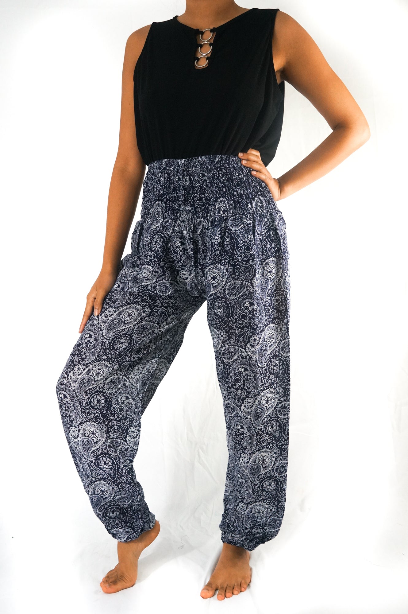 Black Paisley Women Boho & Hippie Harem Pants