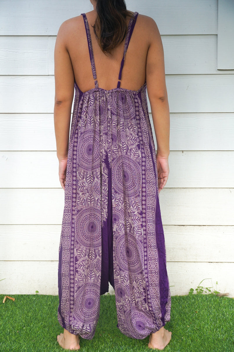 Purple Lotus Boho Hippie Jumpsuit