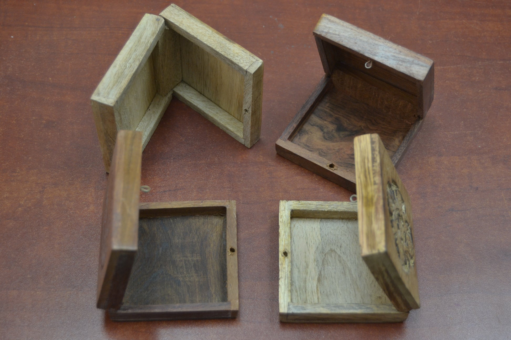 4 Pcs Set Handmade Storage Keepsake Wood Boxes