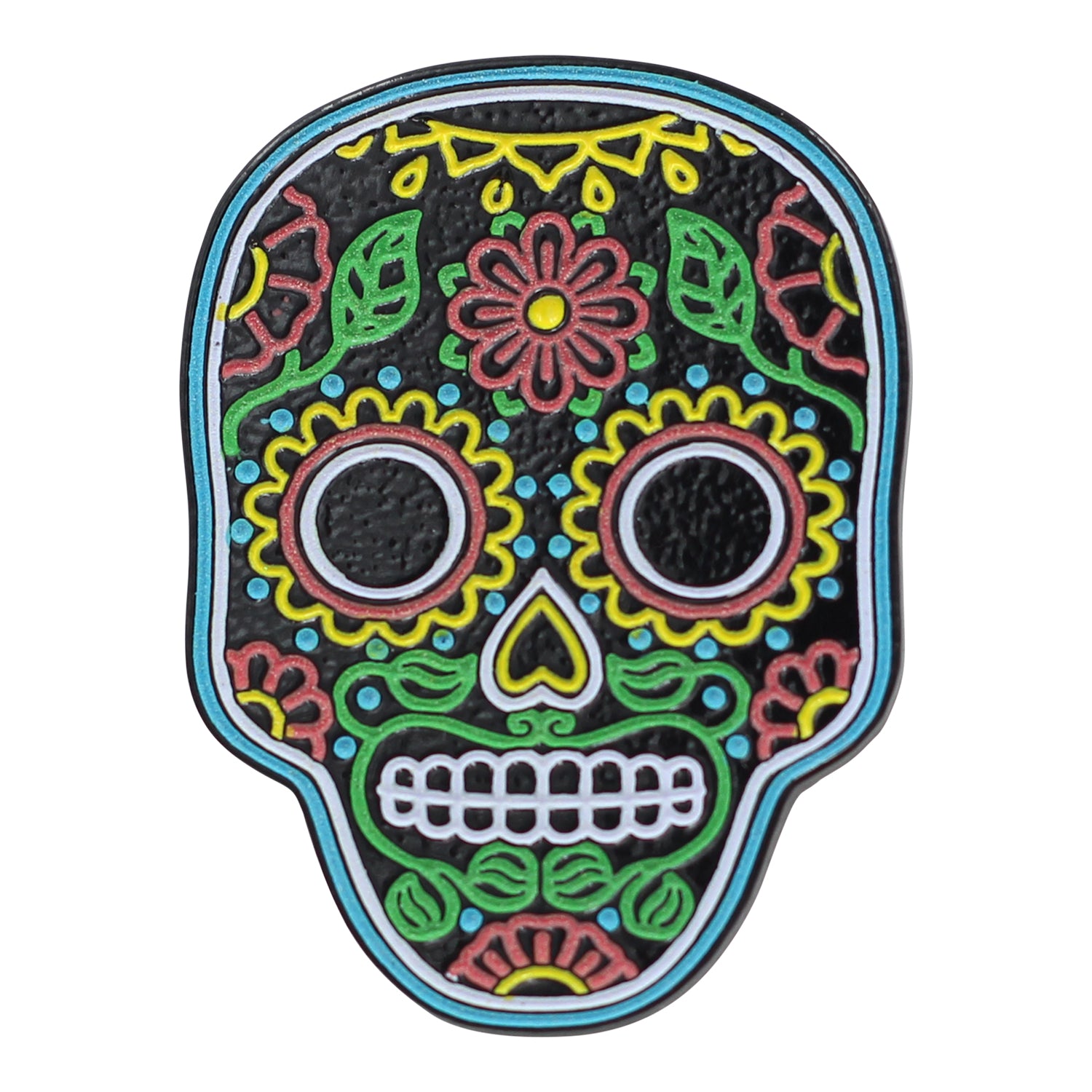 Neon Sugar Skull – Día de Muertos Enamel Pin