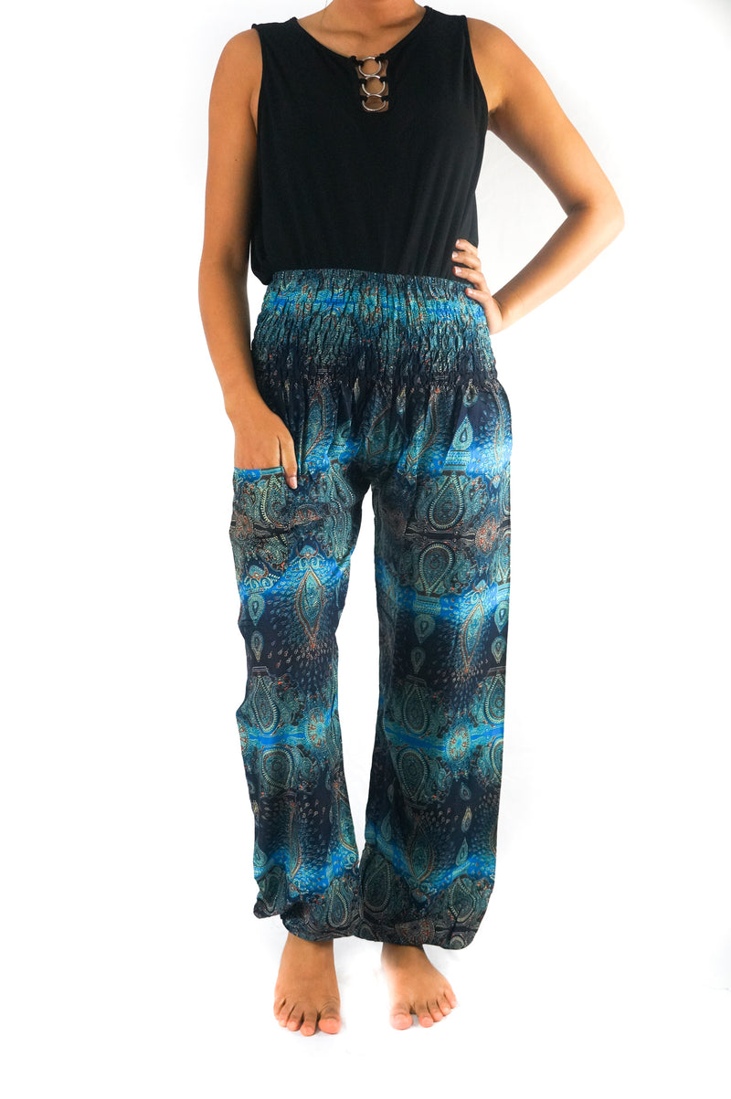 Turquoise Paisley Women Boho & Hippie Harem Pants