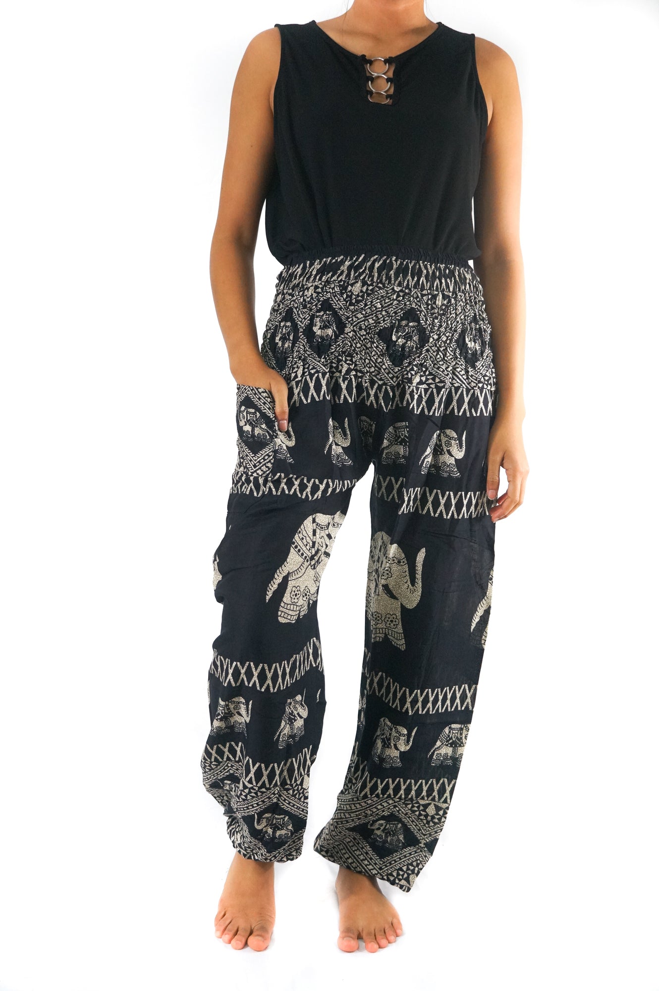 Black ELEPHANT Women Boho & Hippie Harem Pants