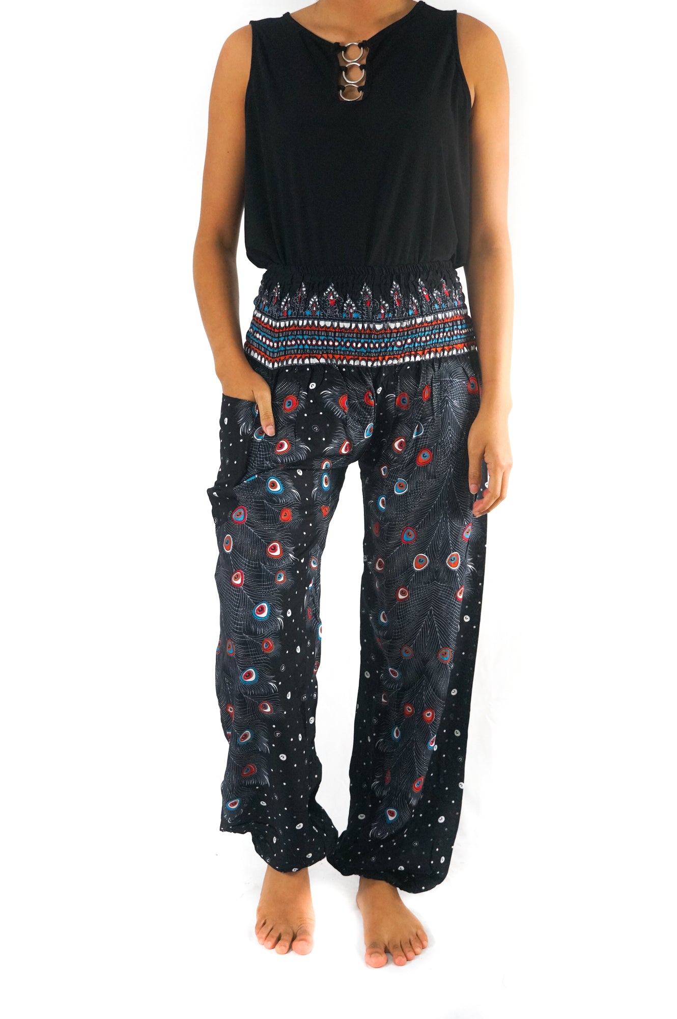 Black Peacock Women Boho & Hippie Harem Pants