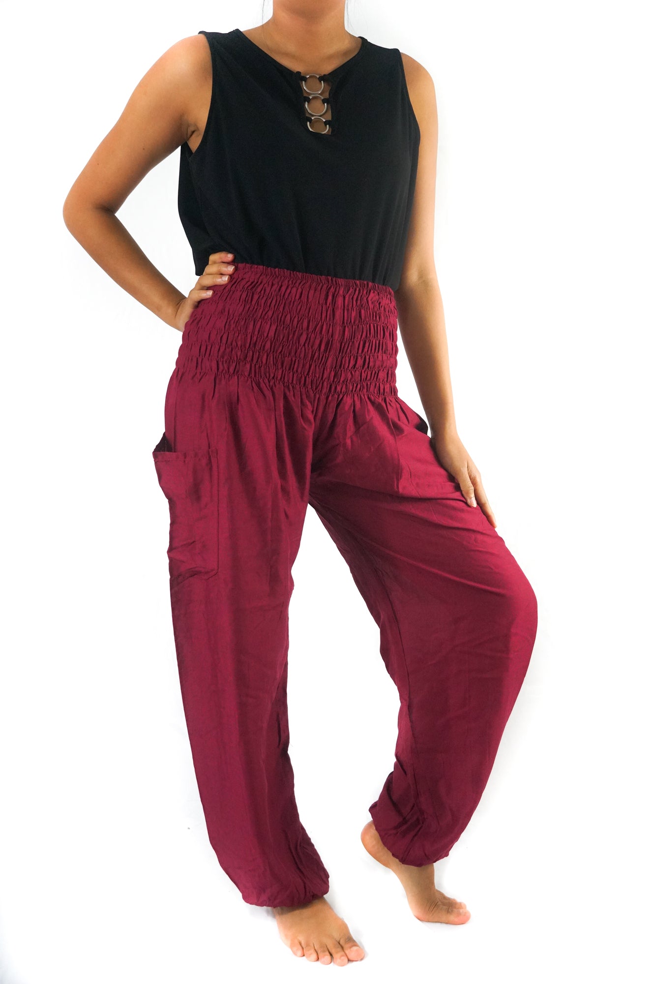 Burgundy Women Boho & Hippie Harem Pants - Pants