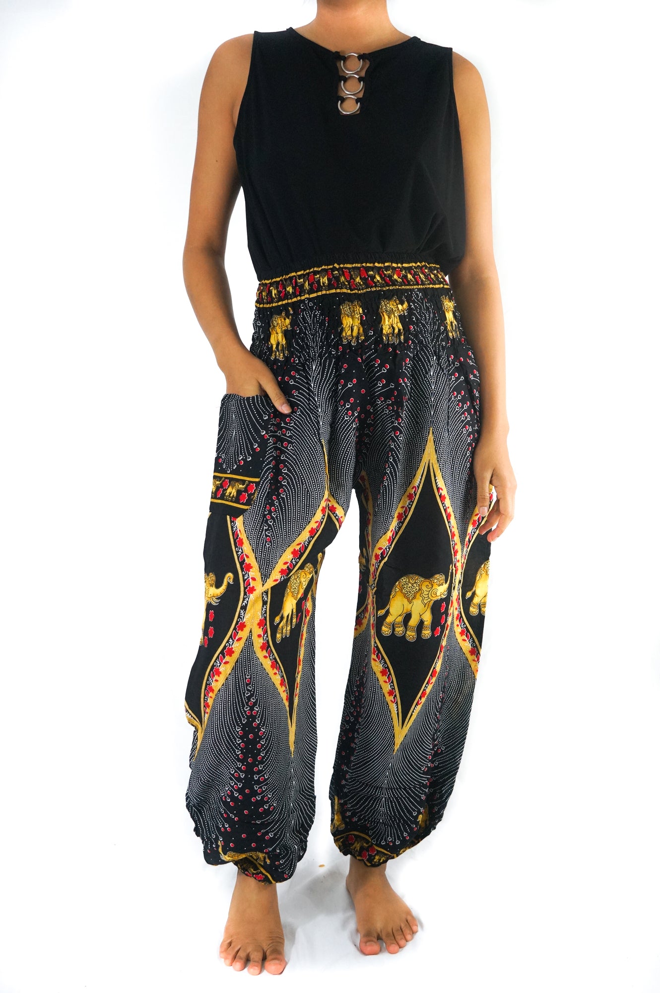 Black Elephant PEACOCK Women Boho & Hippie Harem Pants