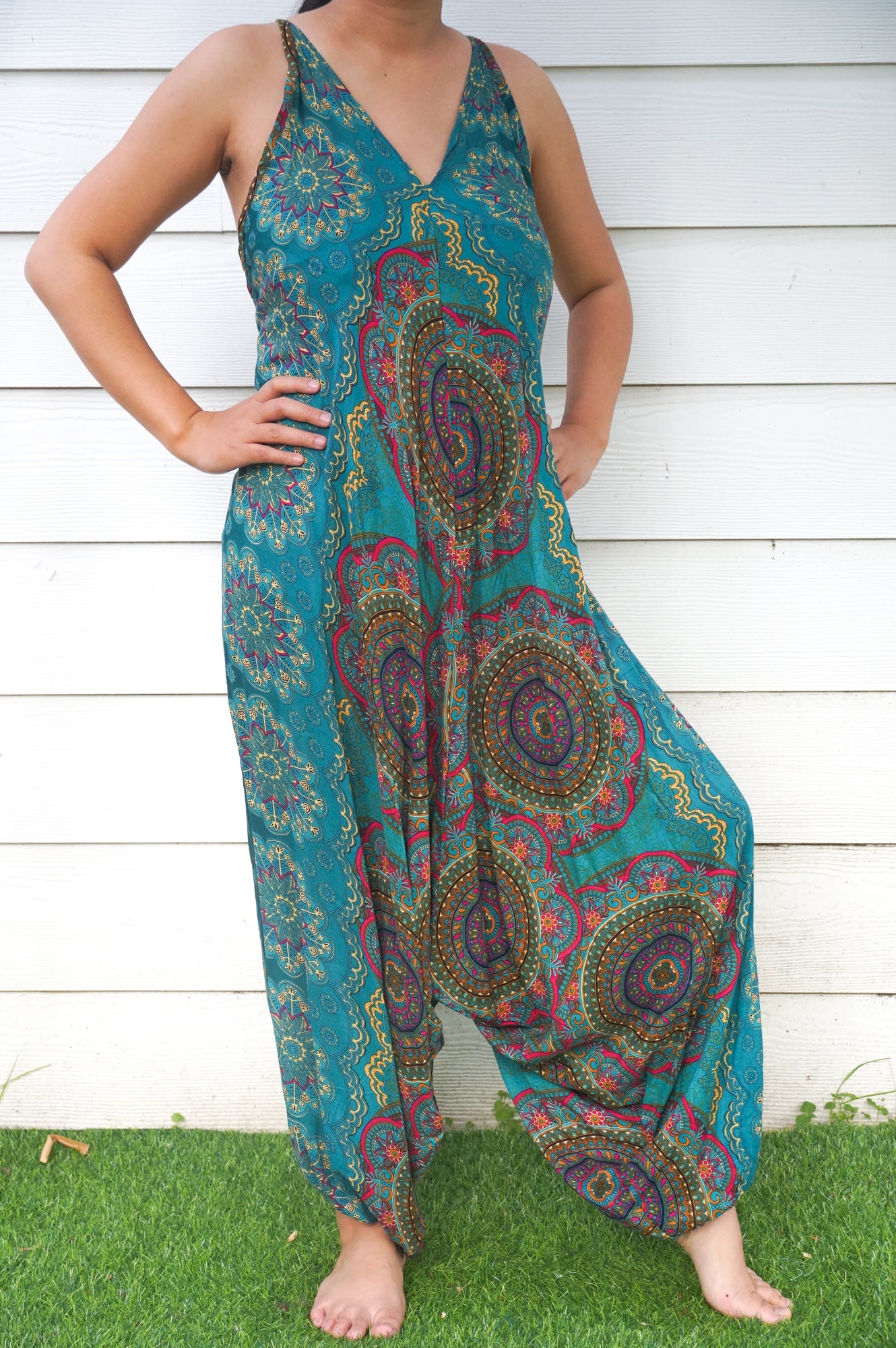 Teal Mandala Boho Hippie Jumpsuits