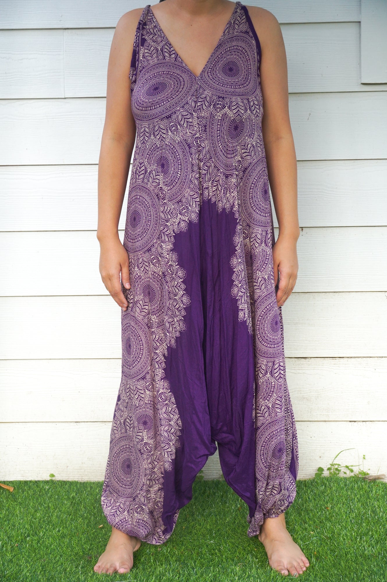 Purple Lotus Boho Hippie Jumpsuit