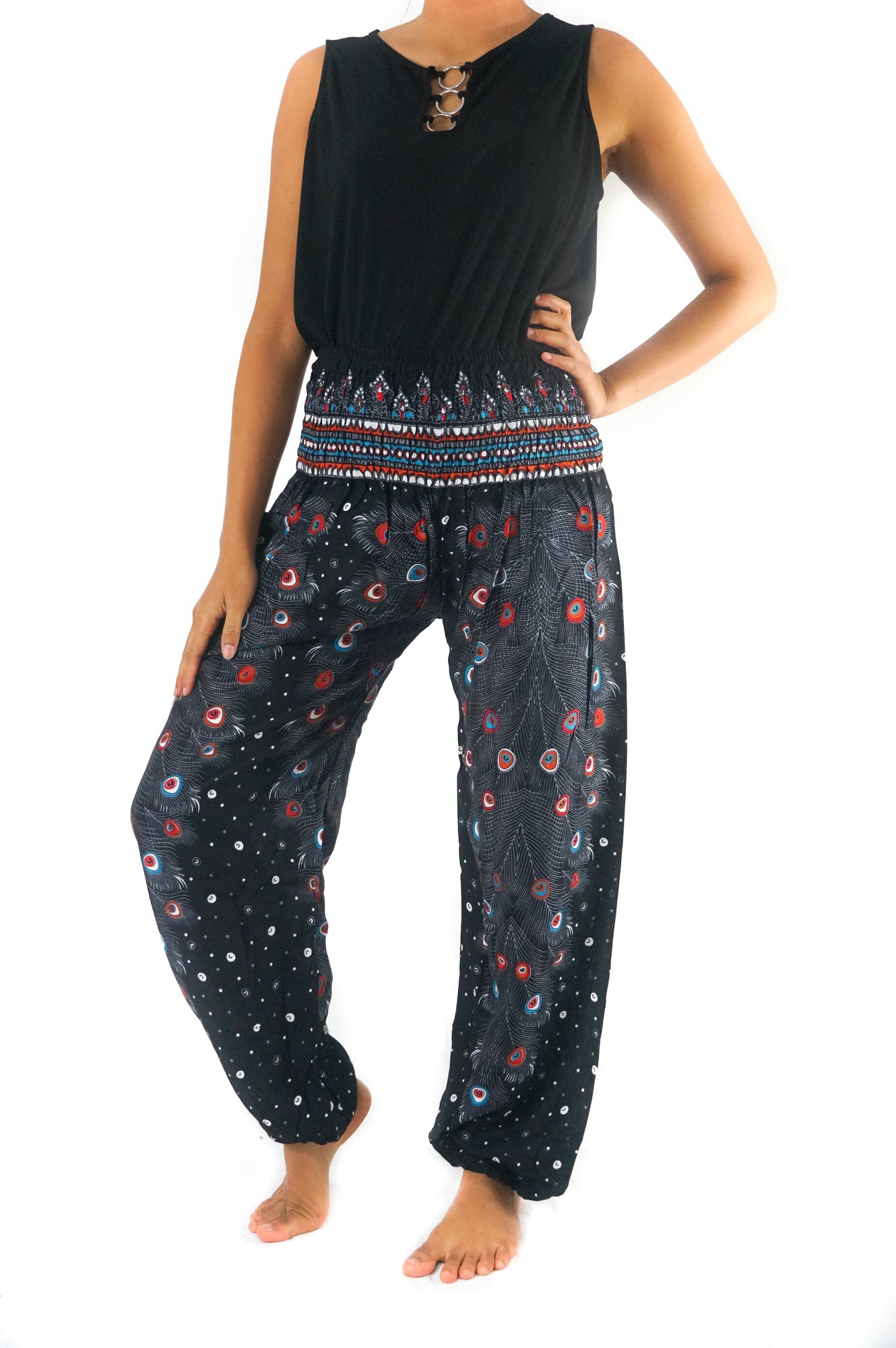 Black Peacock Women Boho & Hippie Harem Pants