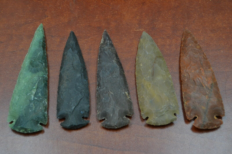 Hand Carved Agate Stone Arrowheads 5 Pcs 