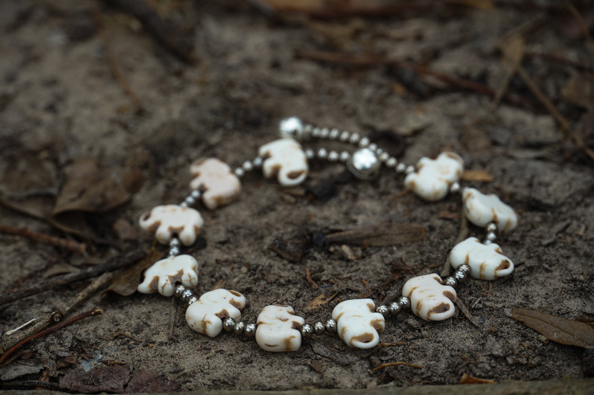 White Elephant Boho Silver Anklet - Bracelets & Anklets