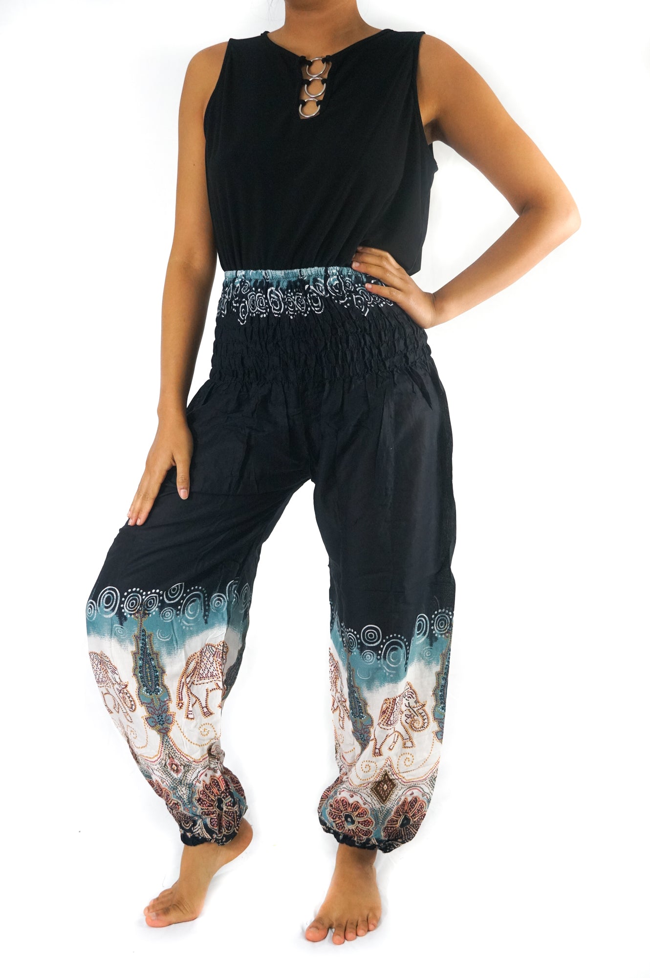 Black ELEPHANT Women Boho & Hippie Harem Pants