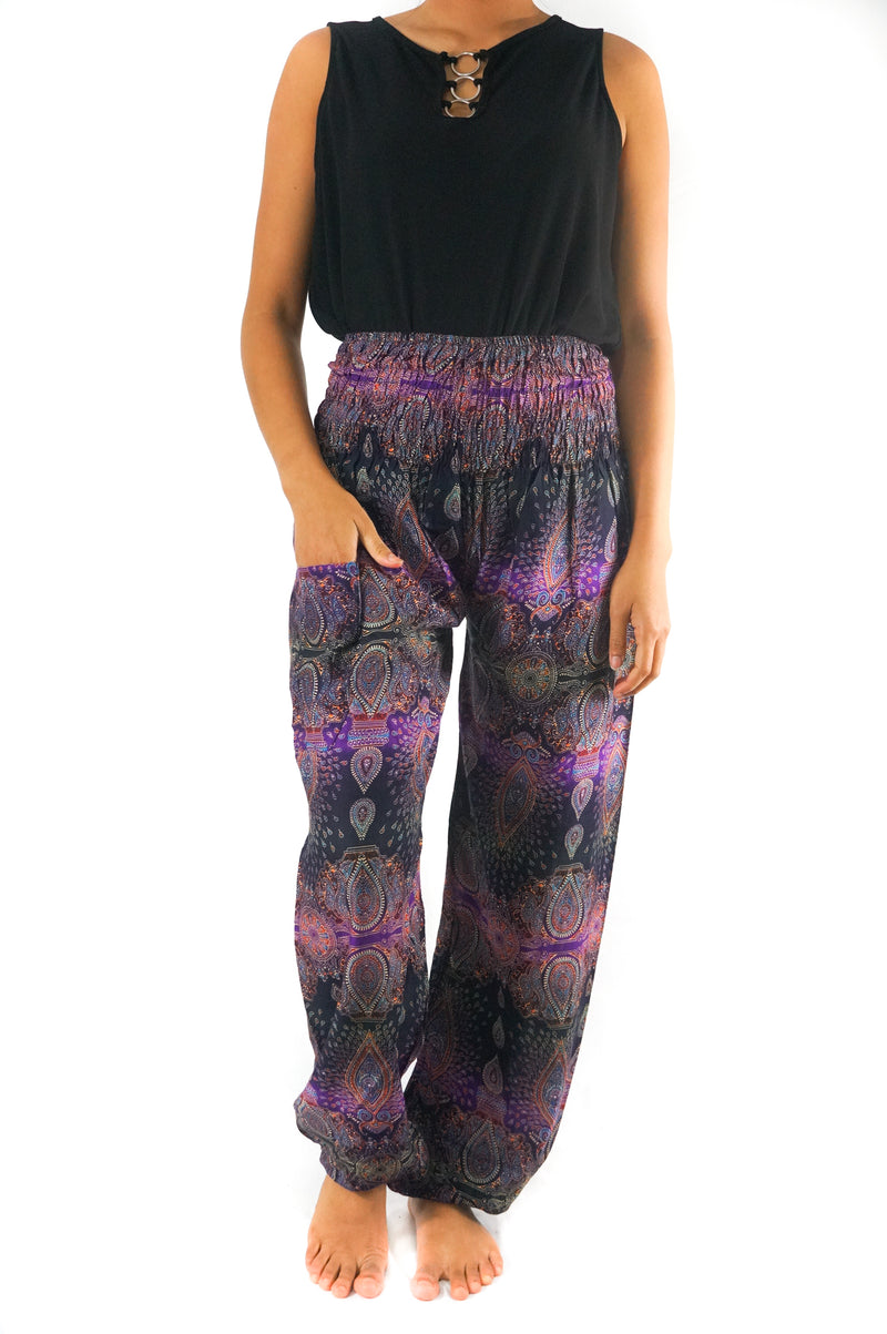 Purple PAISLEY Women Boho & Hippie Harem Pants