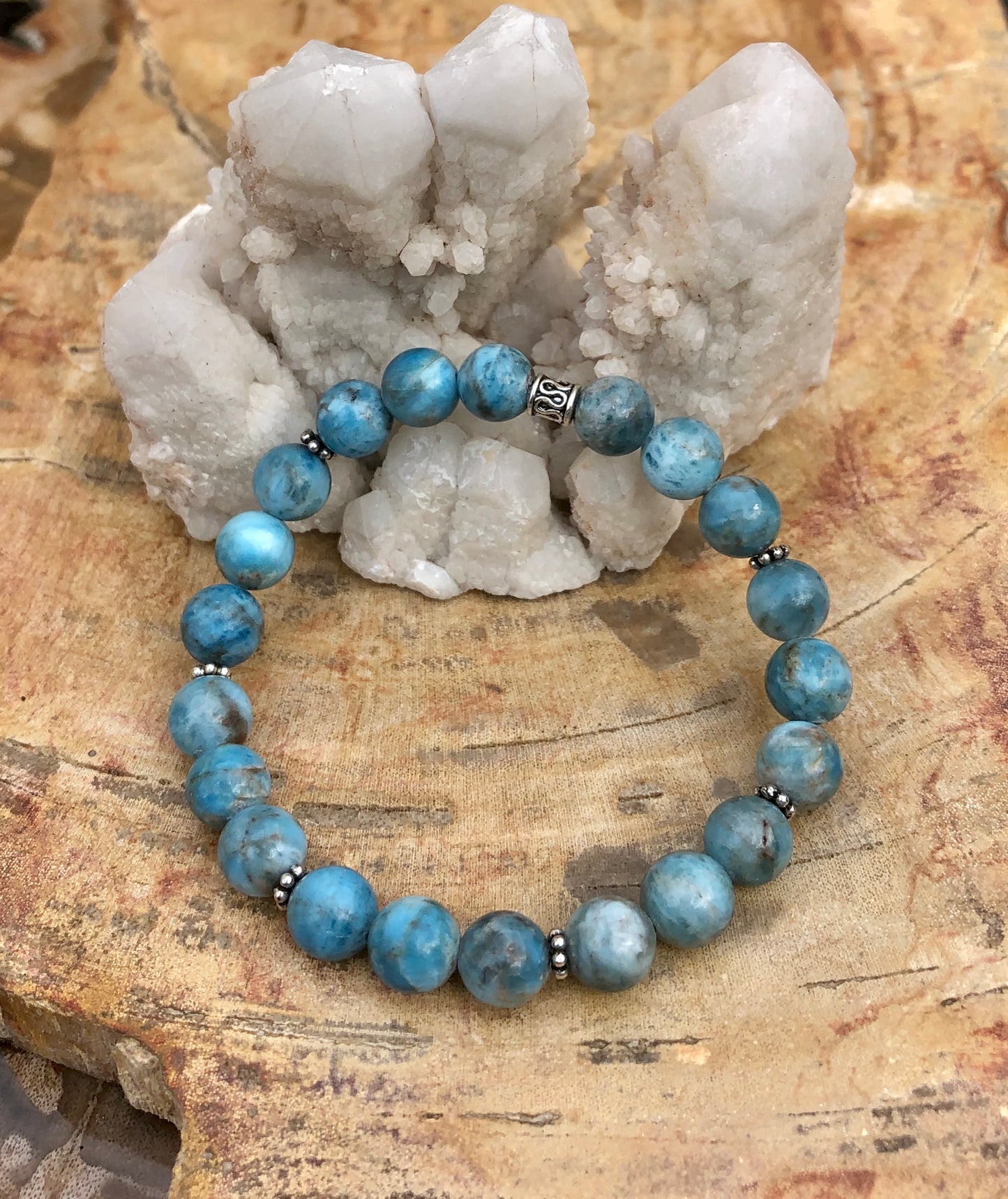 Blue Apatite Stretch Bracelet! Natural Gemstone Bracelet!