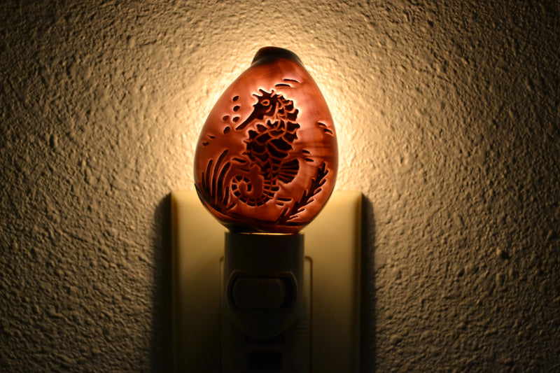 Carved Tiger Seahorse Shell Nightlight