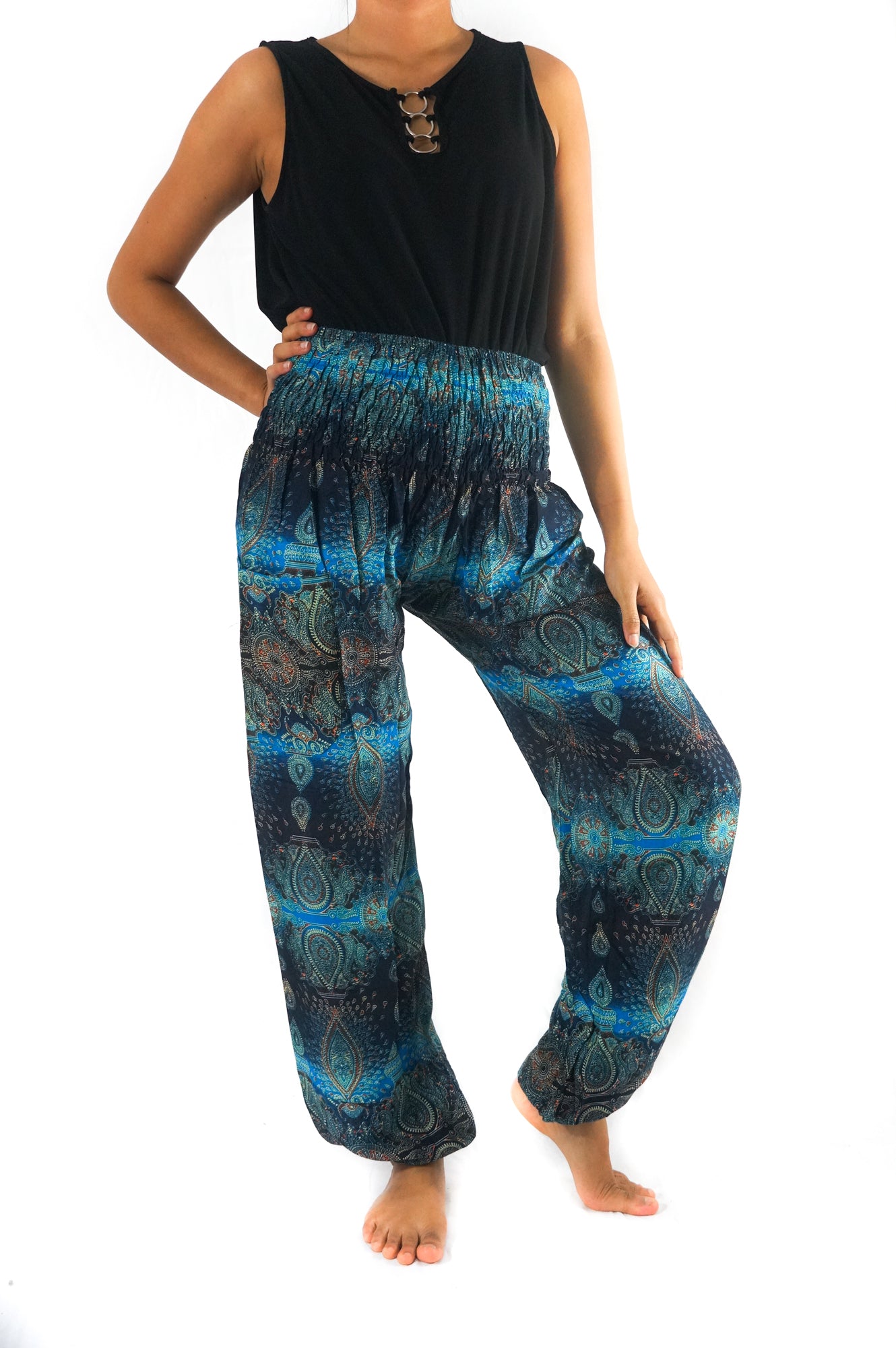 Turquoise Paisley Women Boho & Hippie Harem Pants