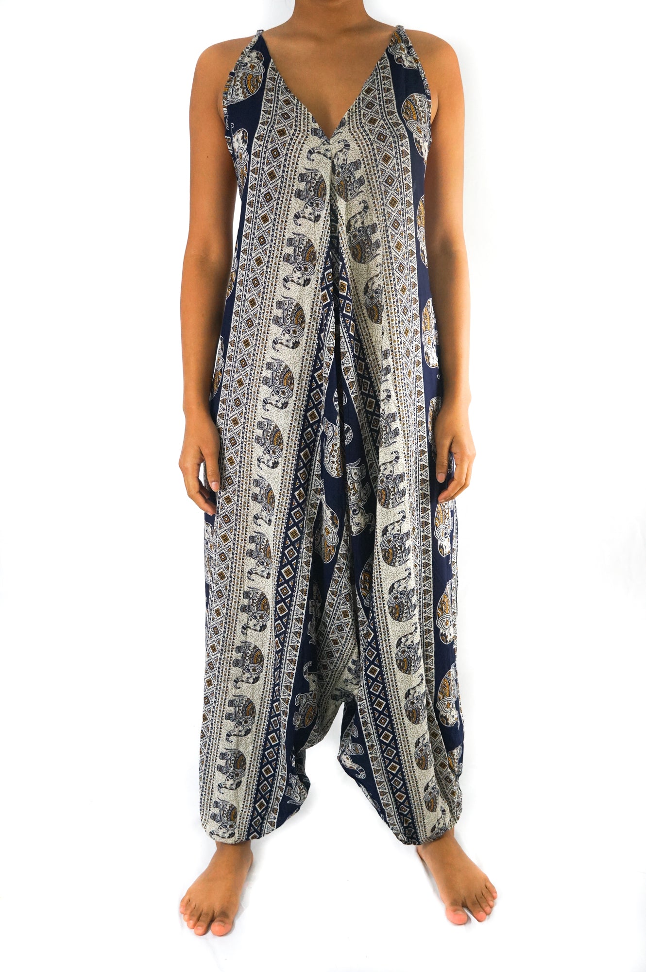 Blue Elephant Boho Hippie Jumpsuit