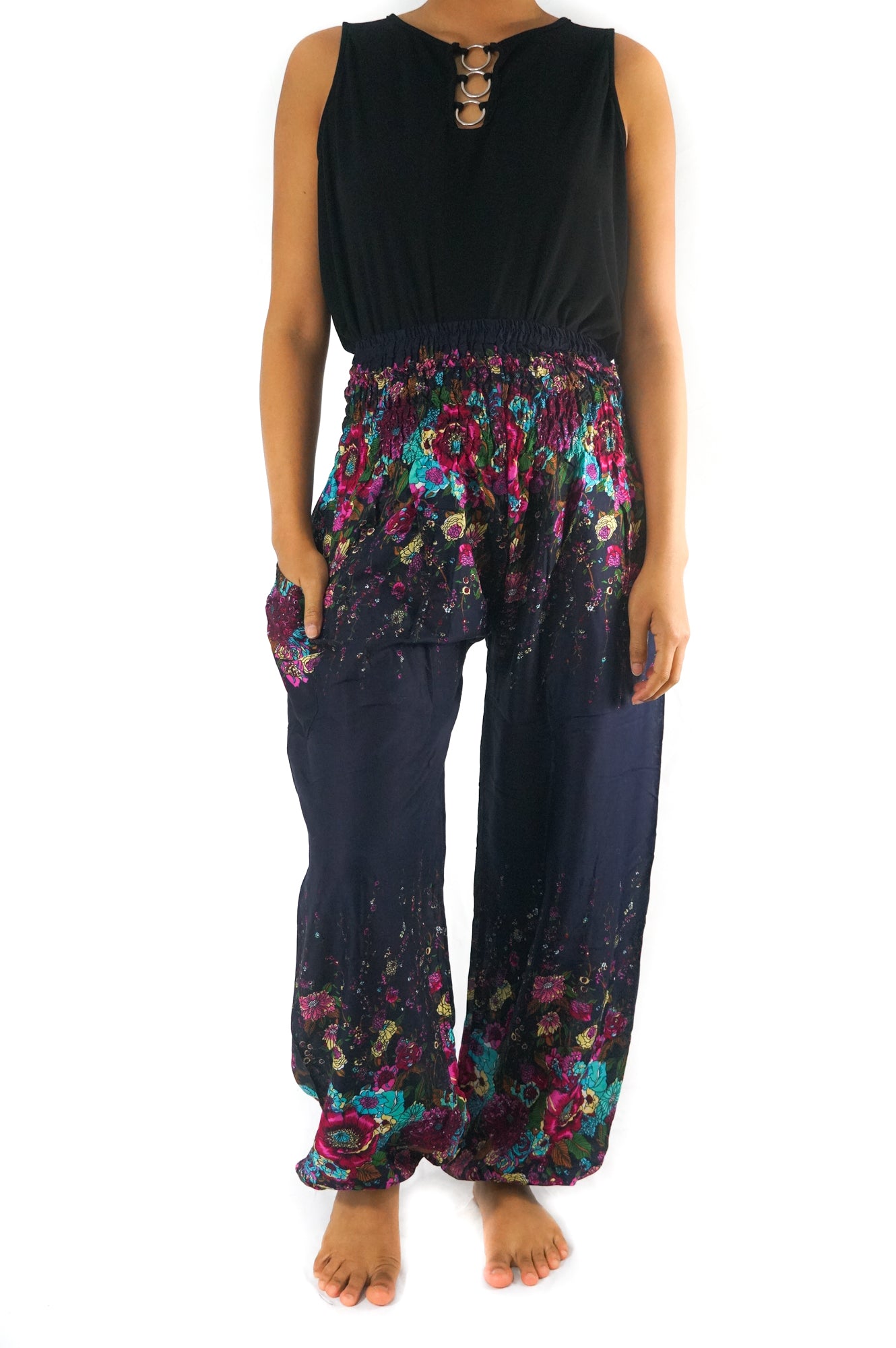 Blue FLORAL Women Boho & Hippie Harem Pants