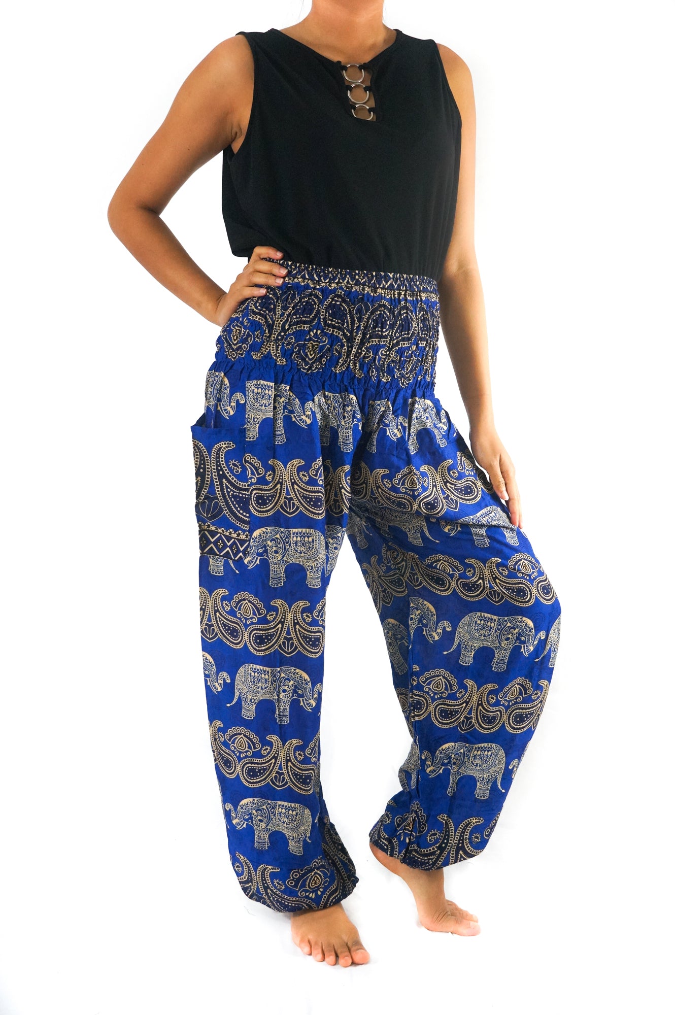 Blue Elephant Paisley Women Boho & Hippie Harem Pants