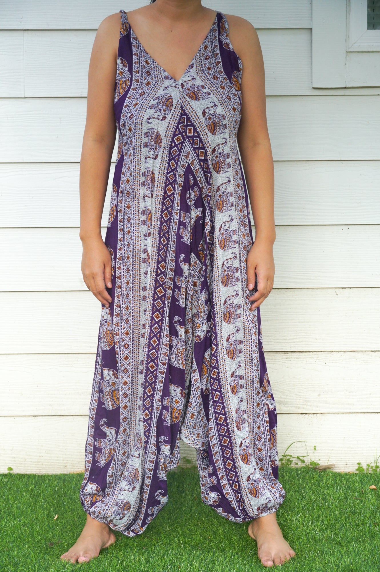 Purple Elephant Boho Hippie Jumpsuit