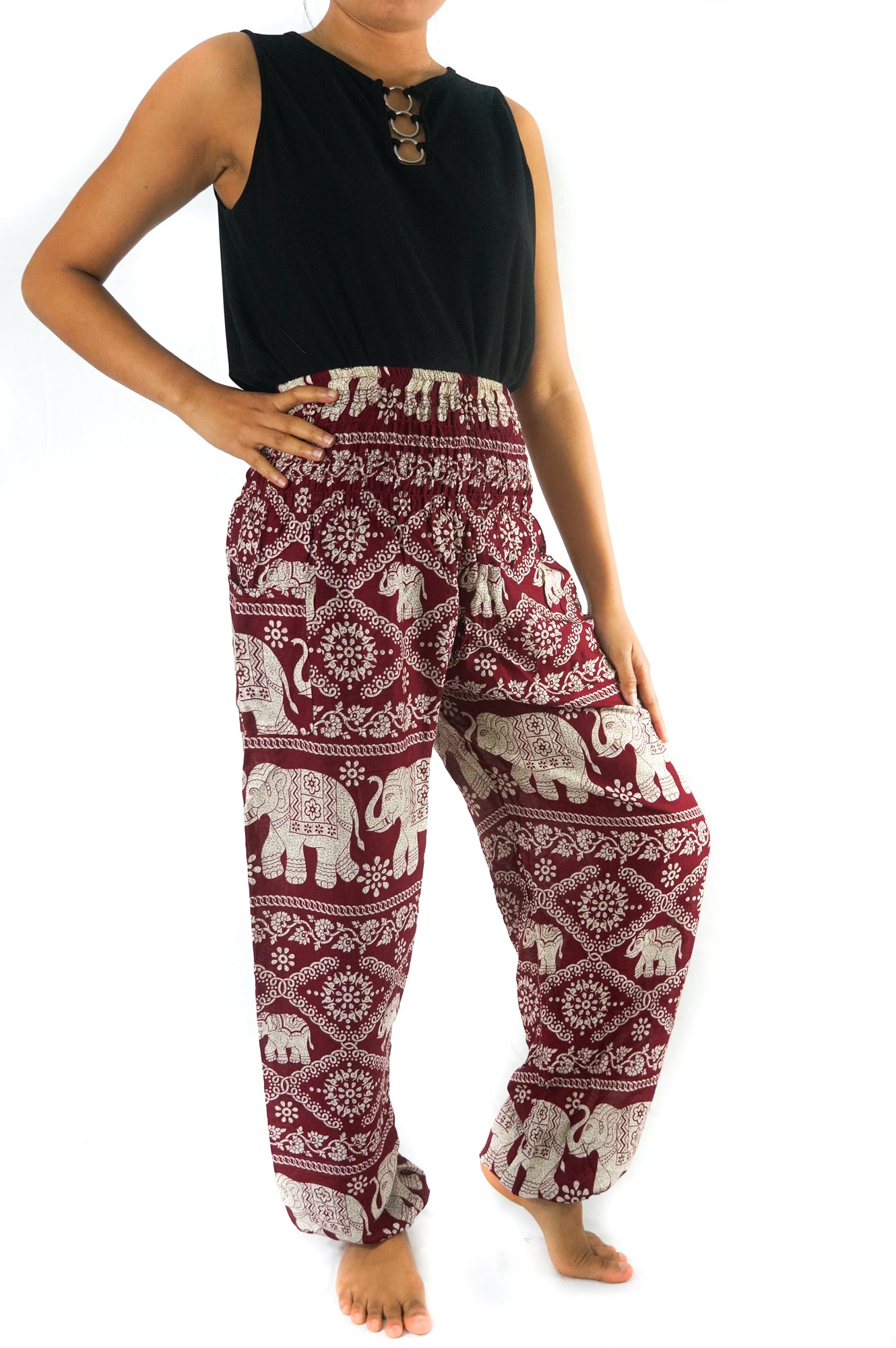 Burgundy ELEPHANT Women Boho & Hippie Harem Pants