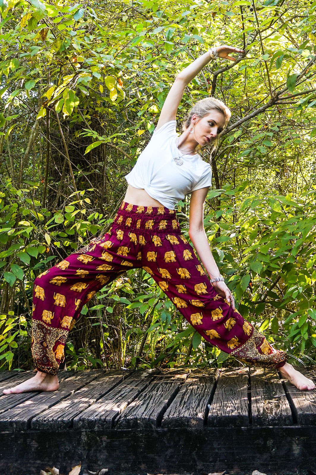 Burgundy ELEPHANT Women Boho & Hippie Harem Pants