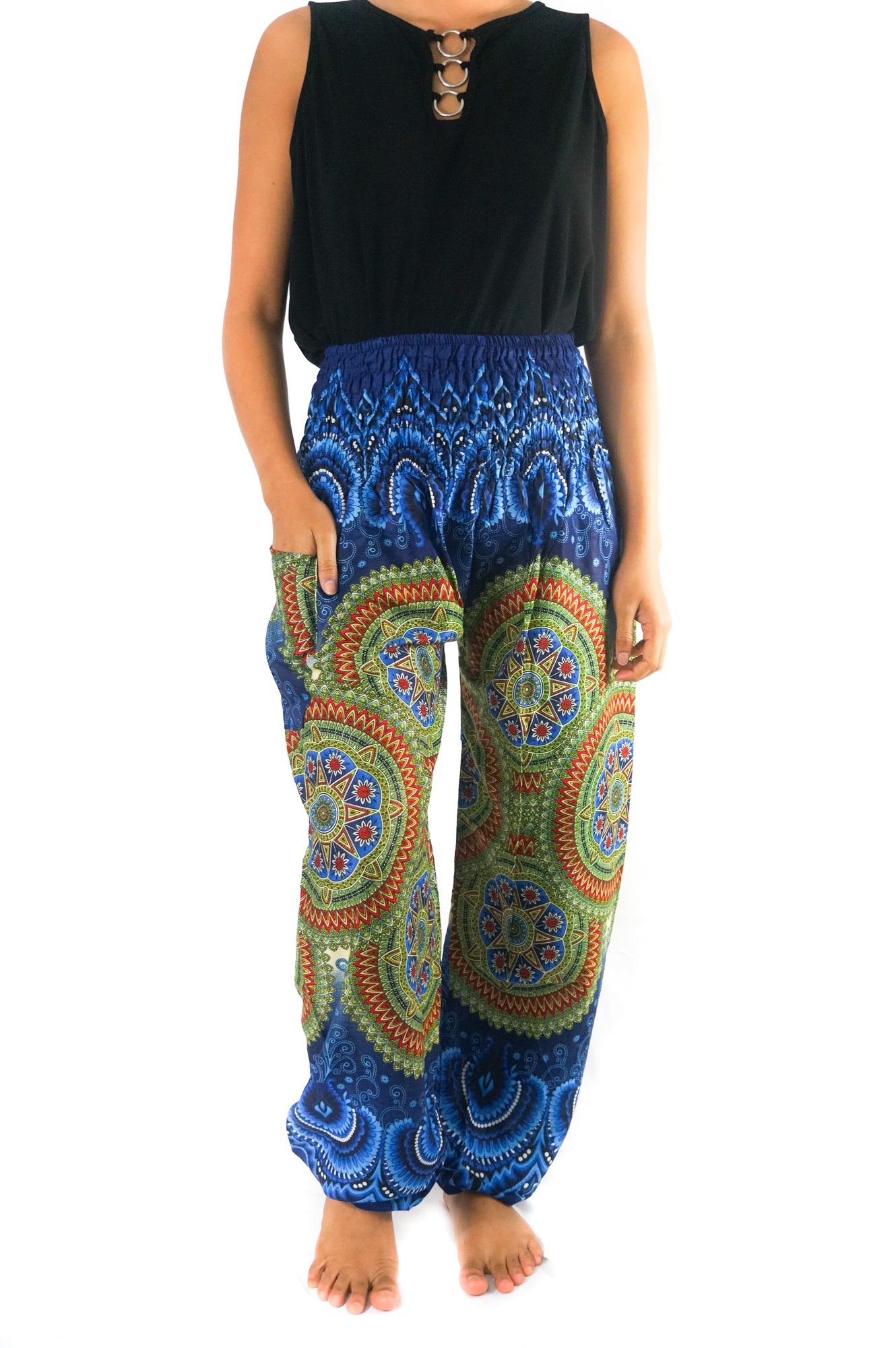 Blue Geometric Women Boho & Hippie Harem Pants