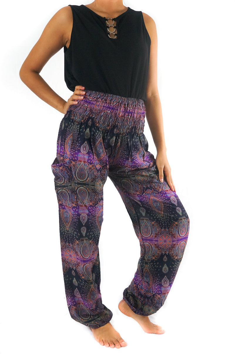 Purple PAISLEY Women Boho & Hippie Harem Pants