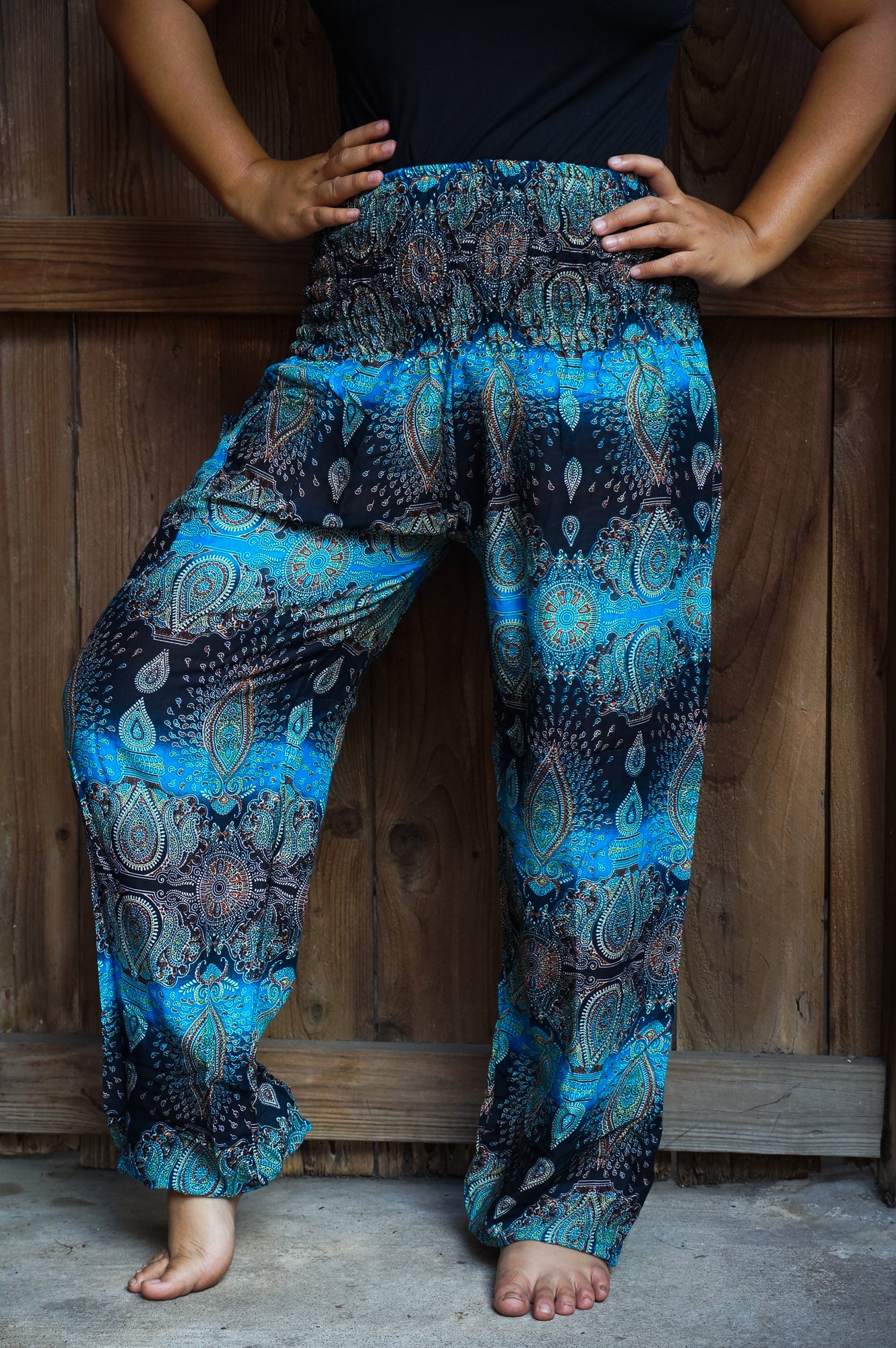 Turquoise Paisley Women Boho & Hippie Harem Pants