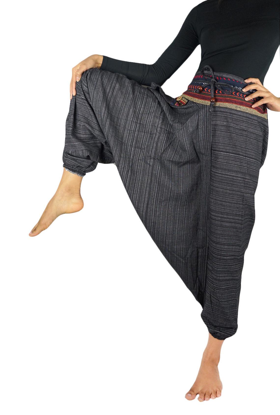 Grey Drop Crotch Cotton Women Tribal Boho & Hippie Harem Pants