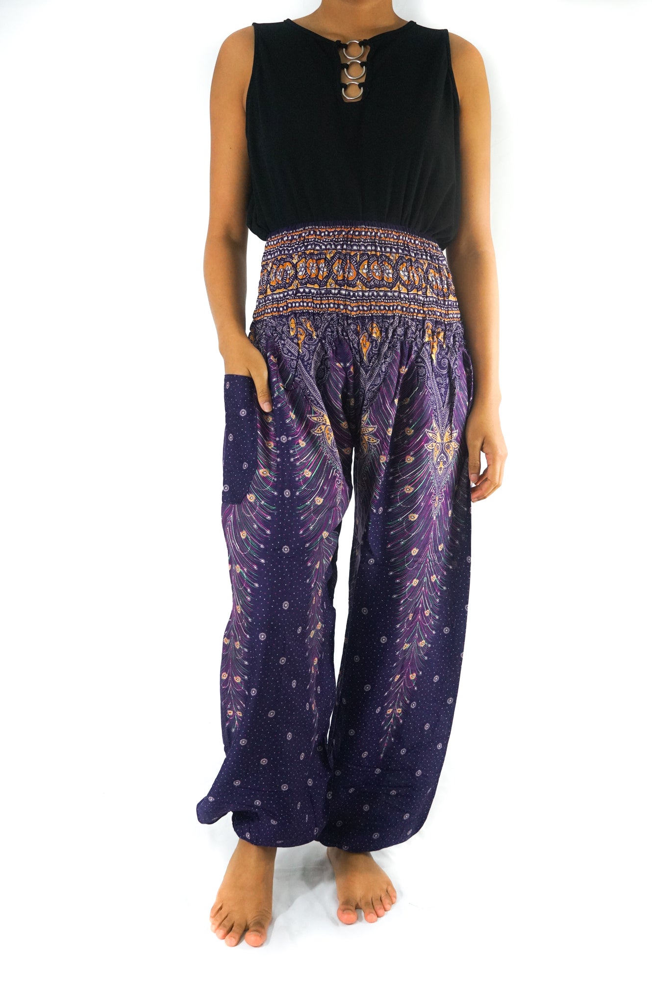 Purple PEACOCK Boho & Hippie Harem Pants