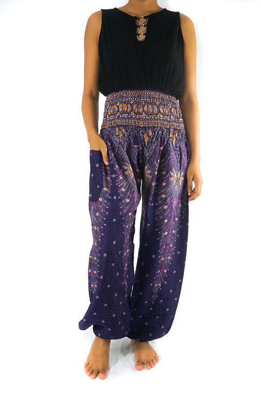 Purple PEACOCK Boho & Hippie Harem Pants