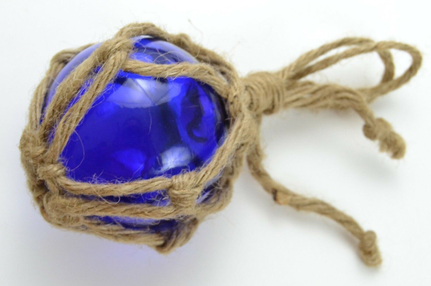 Reproduction Cobalt Blue Glass Ball With Net 3"