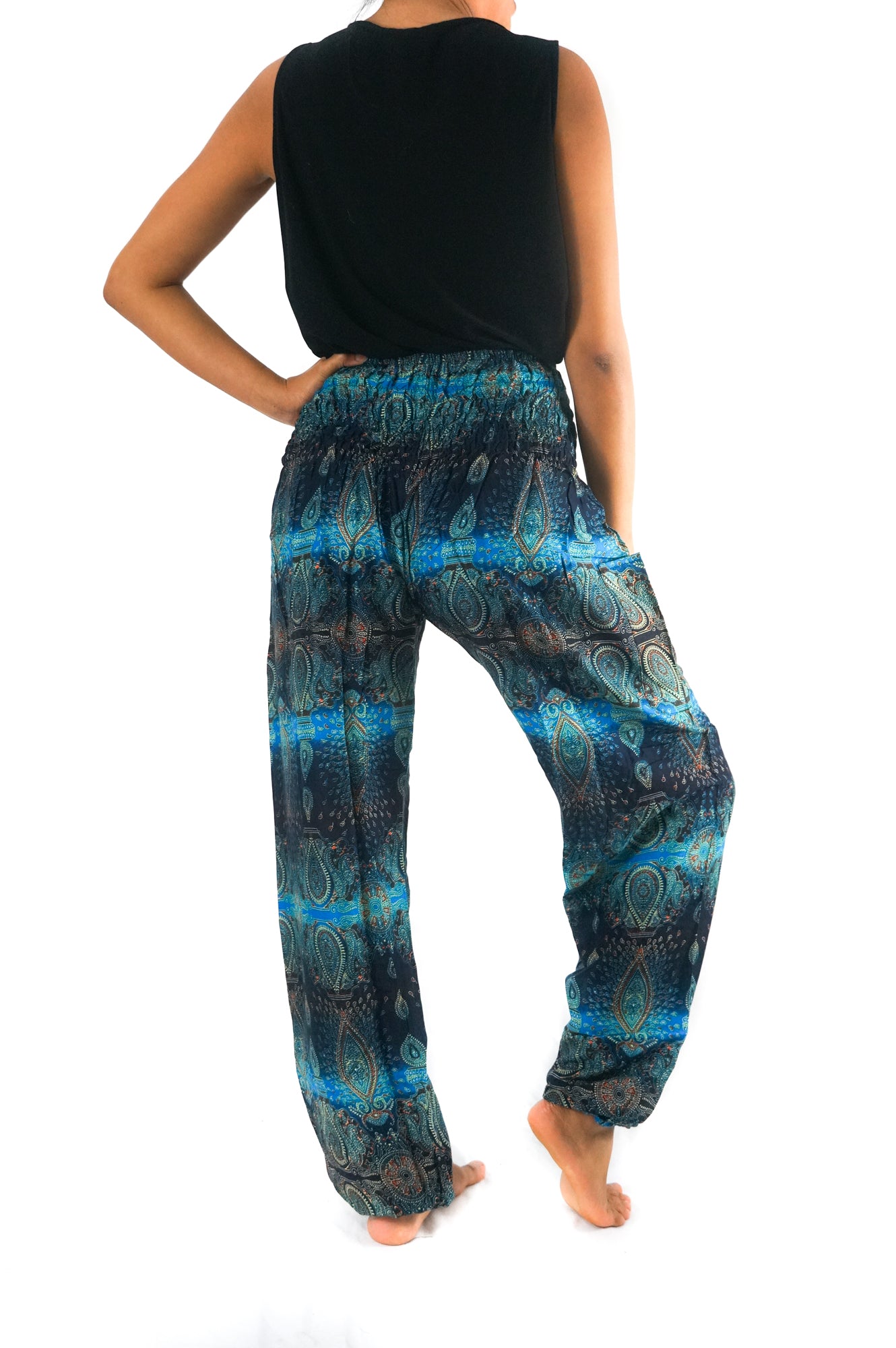 Turquoise Paisley Women Boho & Hippie Harem Pants