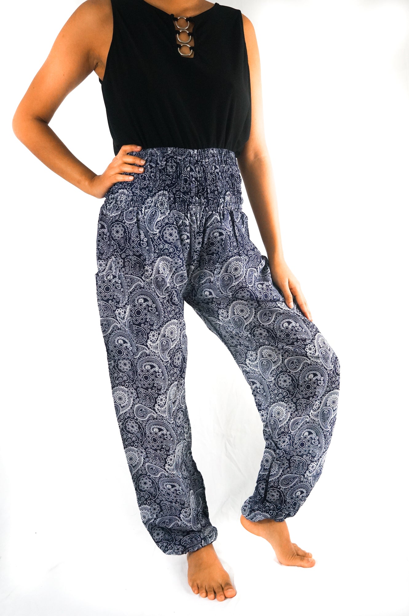 Black Paisley Women Boho & Hippie Harem Pants