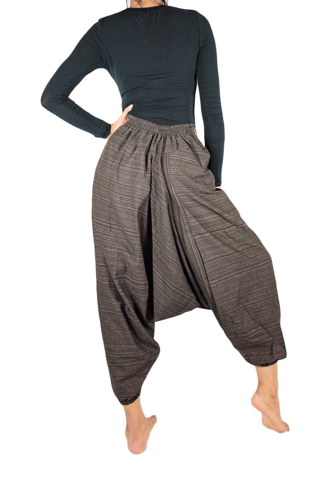 Brown Cotton Drop Crotch Women Tribal Boho & Hippie Harem Pants