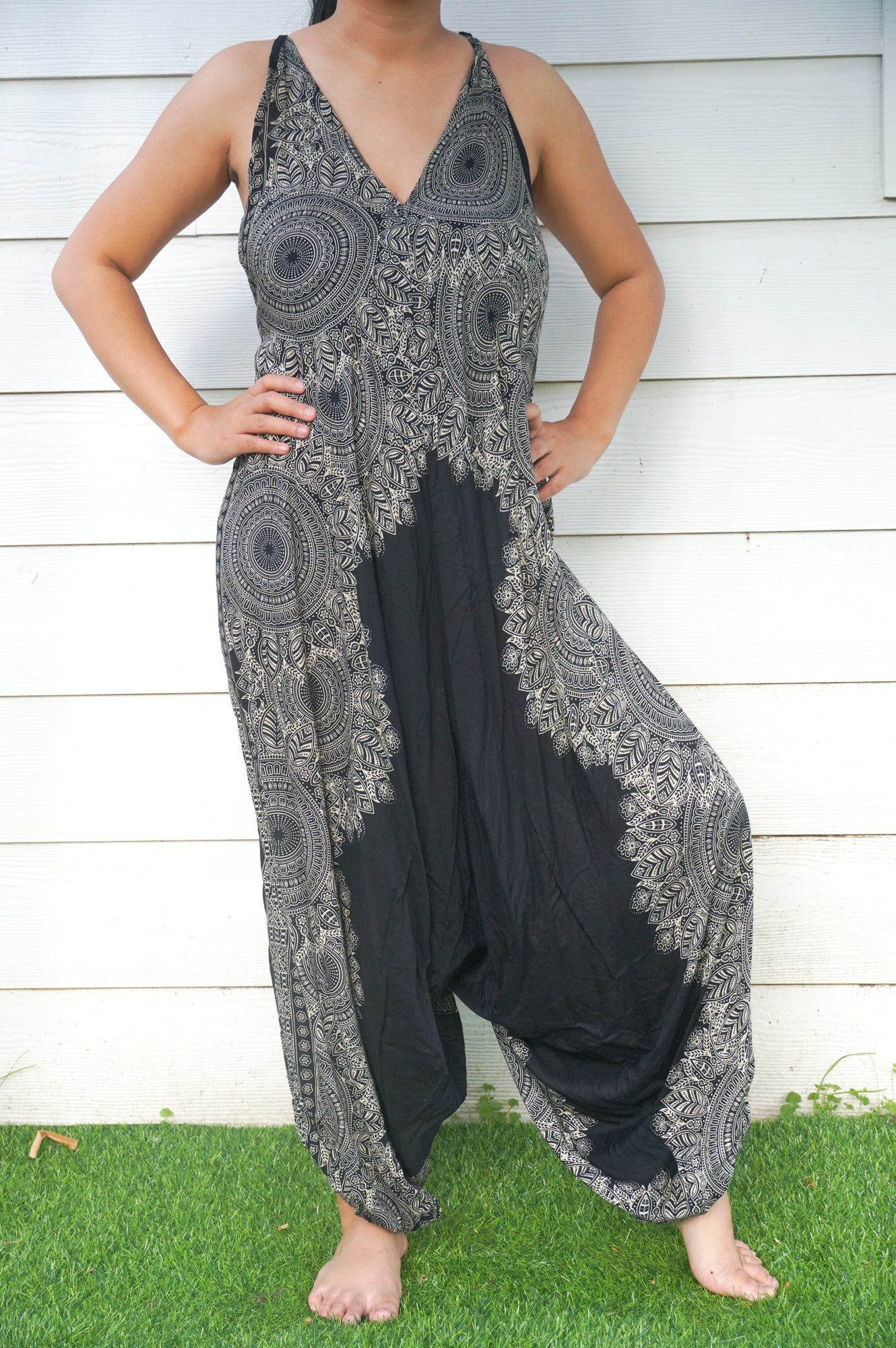 Black Lotus Boho Hippie Jumpsuit