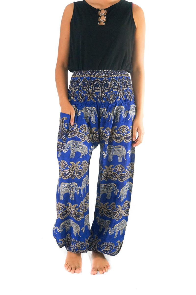 Blue Elephant Paisley Women Boho & Hippie Harem Pants