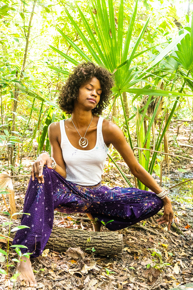 Purple PEACOCK Boho & Hippie Harem Pants