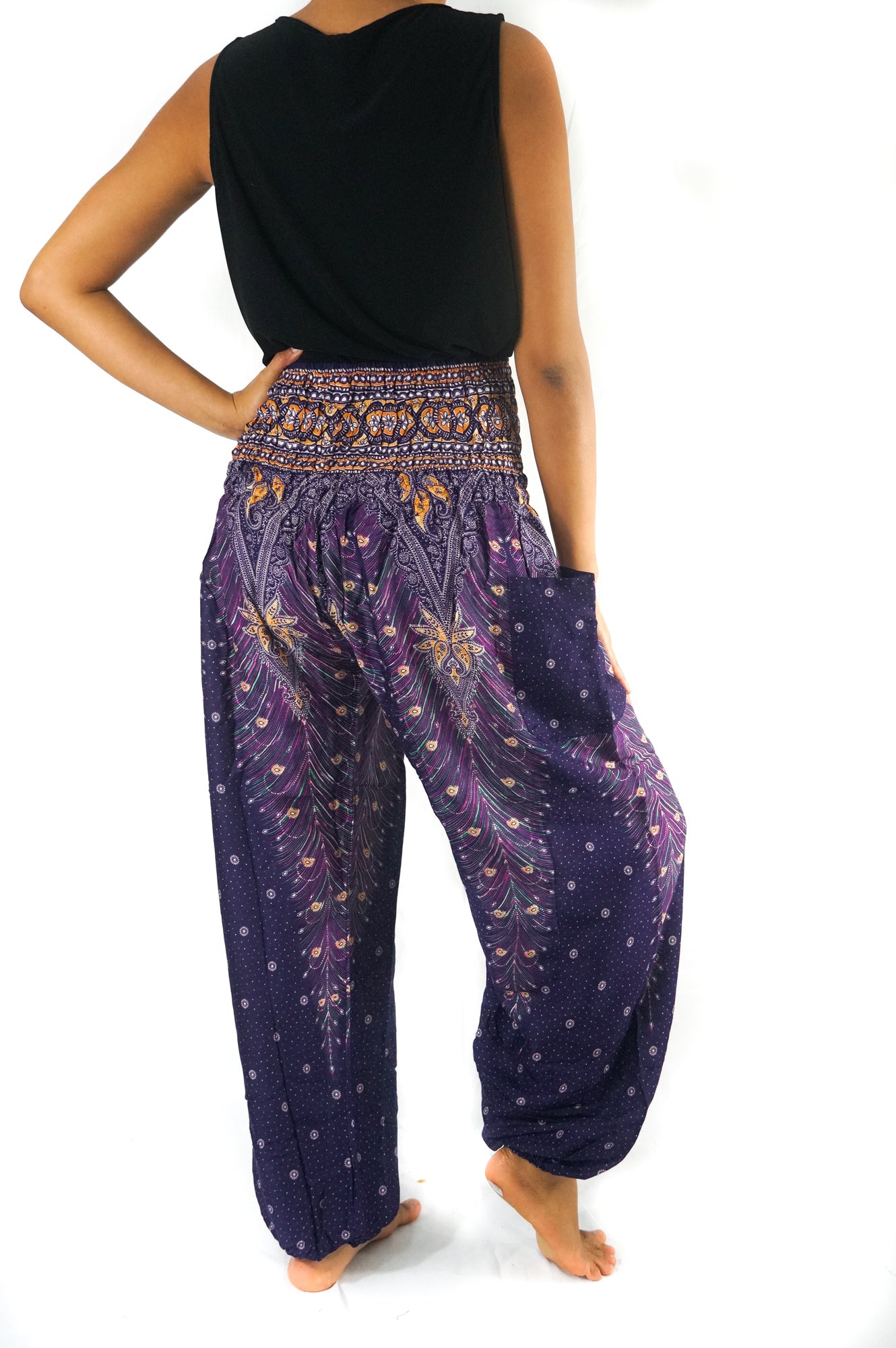 Purple PEACOCK Boho & Hippie Harem Pants