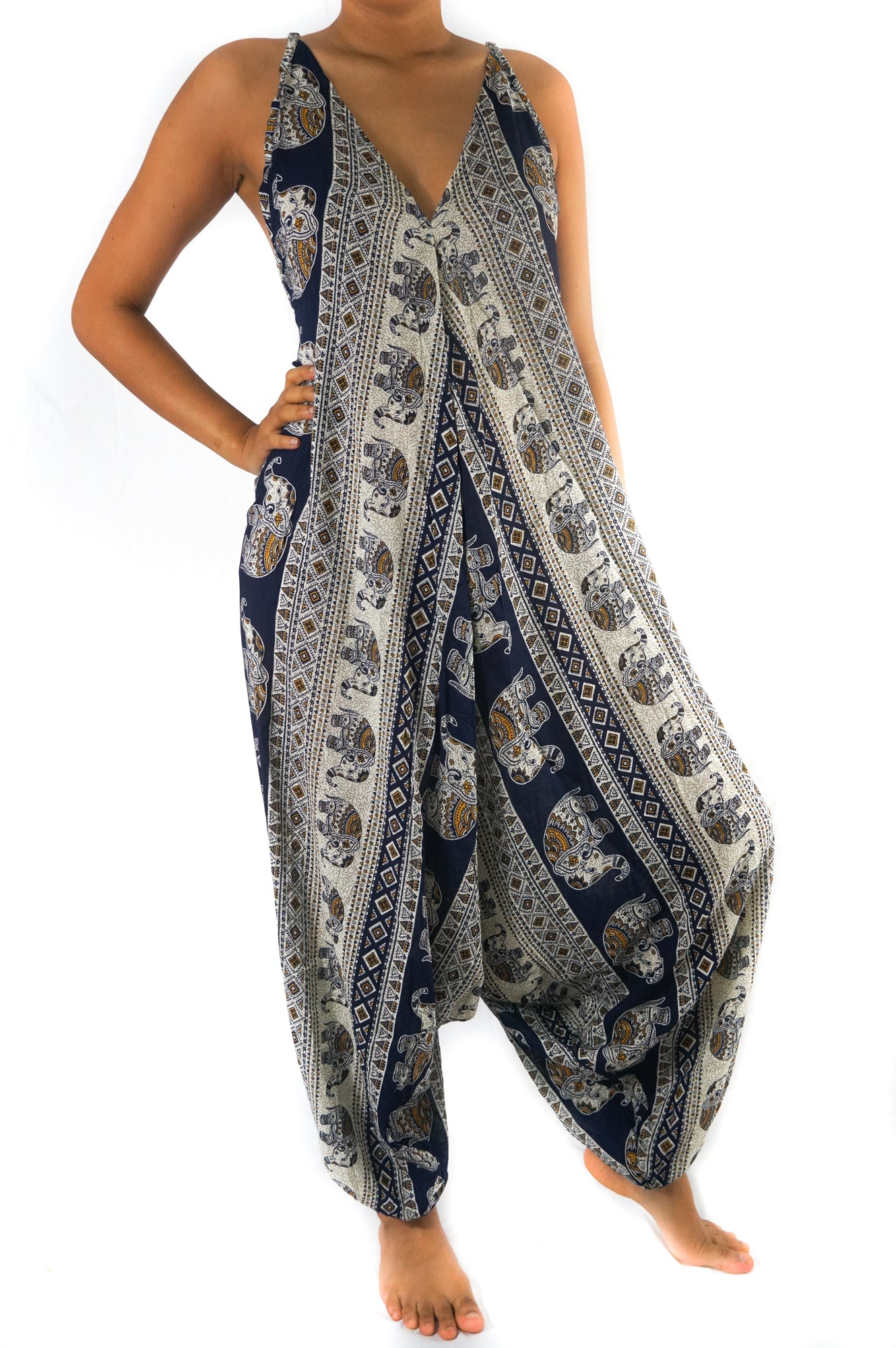 Blue Elephant Boho Hippie Jumpsuit