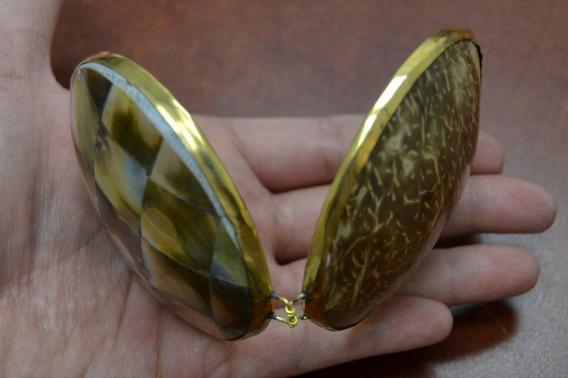 Golden Mother of Pearl Shell Trinket Box