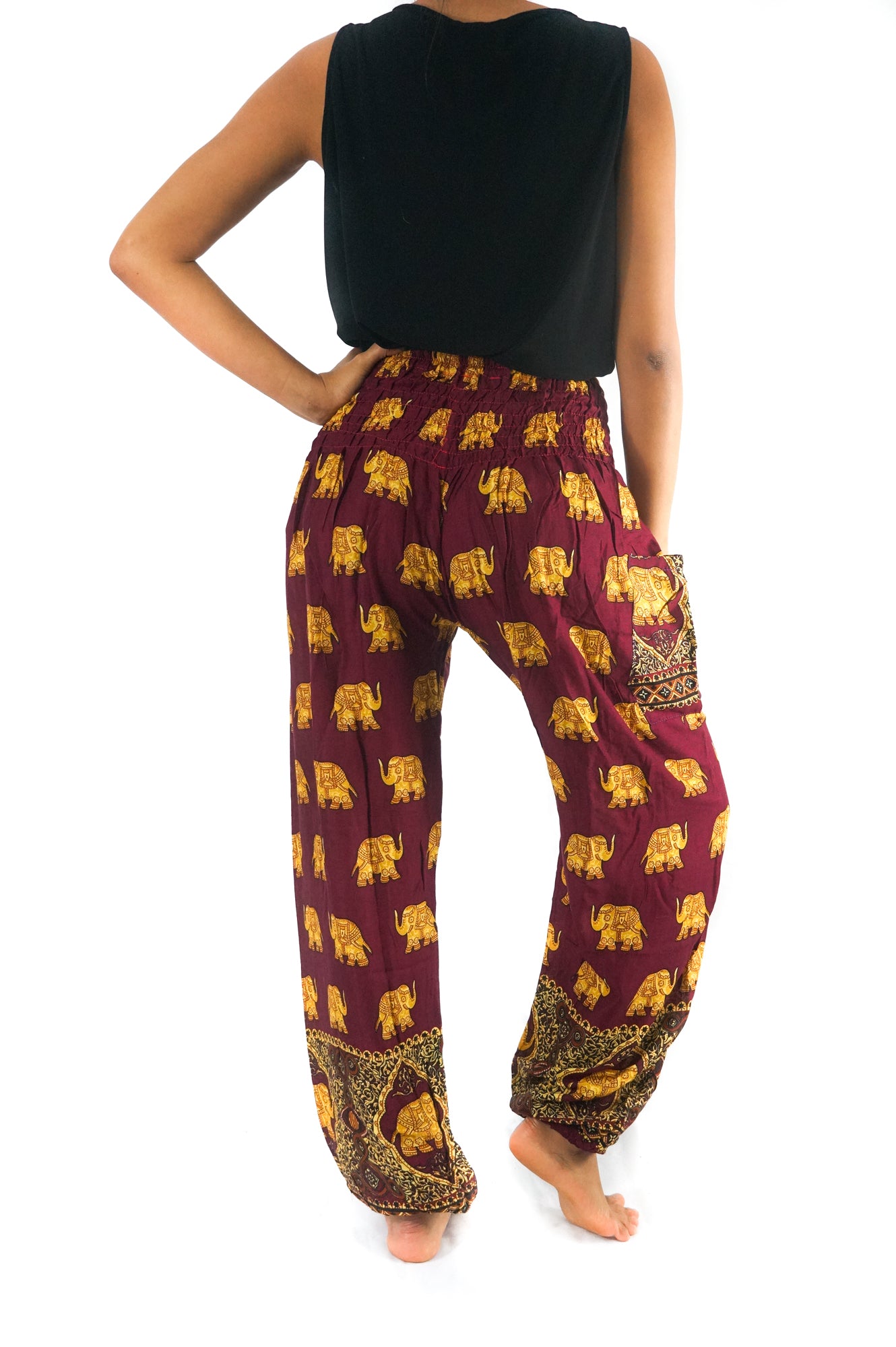 Burgundy ELEPHANT Women Boho & Hippie Harem Pants